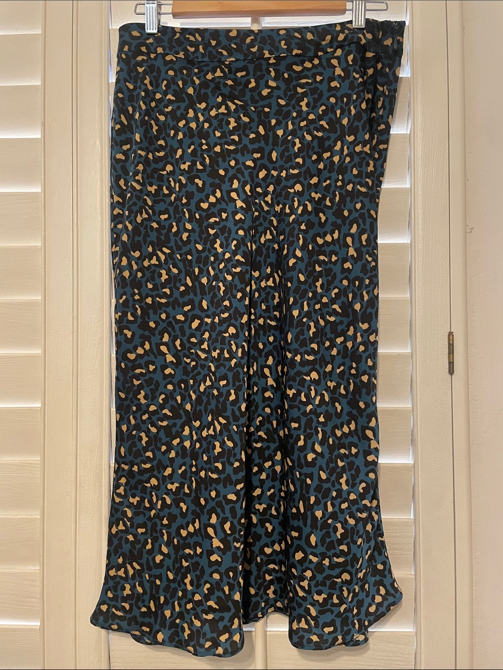 BCBGeneration Teal Leopard Print Skirt with Mustard Accents